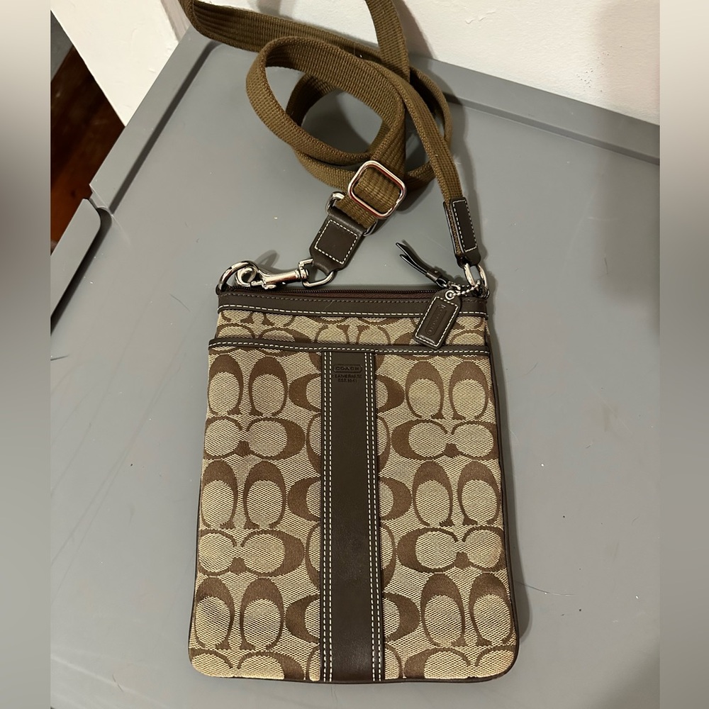 Vintage Coach Brown Patterned Crossbody Bag